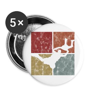 Fallschirmspringer Fallschirm Fallschirmspringen - Buttons groß 56 mm (5er Pack) - Weiß - Vorne