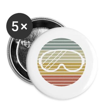 Ski Ski Ski Ski Sports d’hiver Snowboard - Lot de 5 grands badges (56 mm) - blanc - Devant