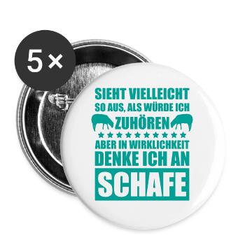 Zuhören Geschenk Schafe Landwirt Schäfer - Buttons groß 56 mm (5er Pack) - Weiß - Vorne