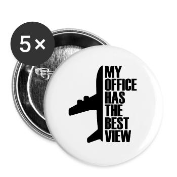 Meilleur vision pilote avion cadeau voler - Lot de 5 grands badges (56 mm) - blanc - Devant