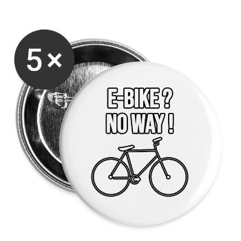 E-Bike? No Way! - Buttons groß 56 mm (5er Pack) - Weiß - Vorne