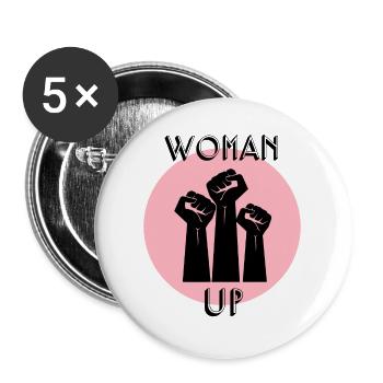 Woman up Feminist Feminism Gift - Buttons large 2.2''/56 mm (5-pack) - white - Front