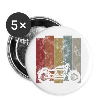 Motorrad Chopper Bobber Retro Motorradfahrer Biker - Buttons groß 56 mm (5er Pack) - Weiß - Vorne