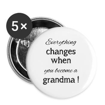 Become a grandma | Grandma | grandmother | Granny - Buttons large 2.2''/56 mm (5-pack) - white - Front