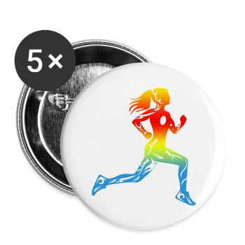Coureurs En cours Fille De Tatouage Design Cadeau - Lot de 5 grands badges (56 mm) - blanc - Devant