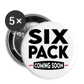 Sport Six Pack Muscle Bodybuilding - Lot de 5 grands badges (56 mm) - blanc - Devant
