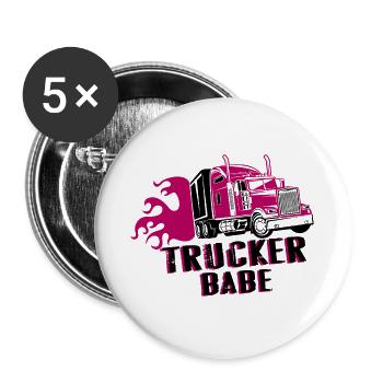 Trucker babe gift truck driver - Buttons large 2.2''/56 mm (5-pack) - white - Front