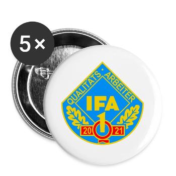 IFA Qualitätsarbeiter Q1 2021 DDR Auszeichnung - Buttons groß 56 mm (5er Pack) - Weiß - Vorne