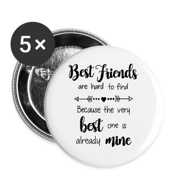 Best friend - bester Freund - Buttons groß 56 mm (5er Pack) - Weiß - Vorne