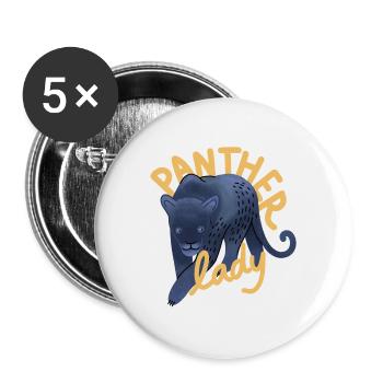 Dame noire dessinée à la main de panthère - Lot de 5 grands badges (56 mm) - blanc - Devant