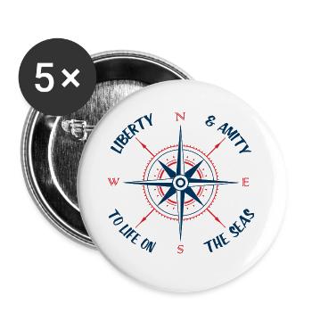 Life on the seas gift boat sailor sailboat - Buttons large 2.2''/56 mm (5-pack) - white - Front