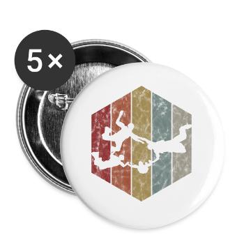 Fallschirmspringer Fallschirm Fallschirmspringen - Buttons groß 56 mm (5er Pack) - Weiß - Vorne