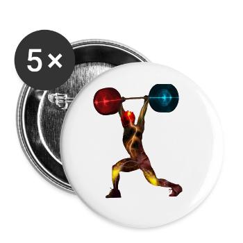 weightlifting Gewichtheber - Buttons groß 56 mm (5er Pack) - Weiß - Vorne