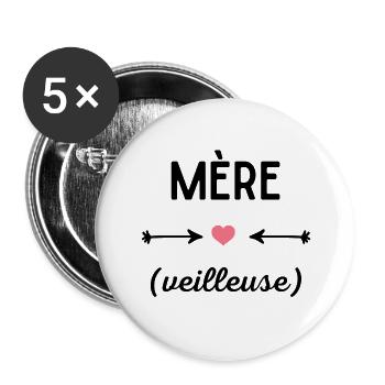 Mère veilleuse - Lot de 5 grands badges (56 mm) - blanc - Devant