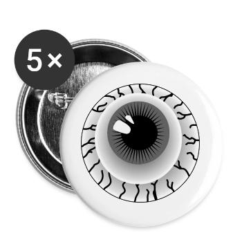 Grauer Augapfel - Buttons groß 56 mm (5er Pack) - Weiß - Vorne