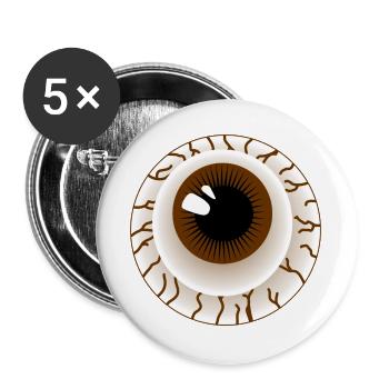 Brauner Augapfel - Buttons groß 56 mm (5er Pack) - Weiß - Vorne