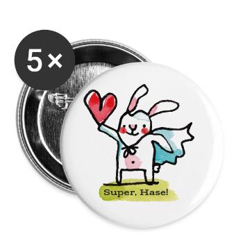 prinzenart / Super, Hase - Buttons groß 56 mm (5er Pack) - Weiß - Vorne