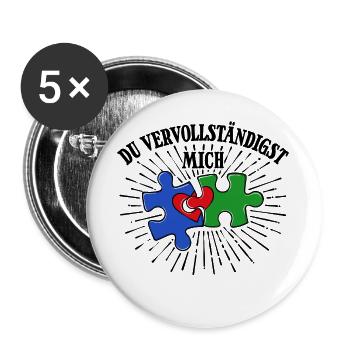 Romantisch Valentinstag Herz Statement - Buttons groß 56 mm (5er Pack) - Weiß - Vorne
