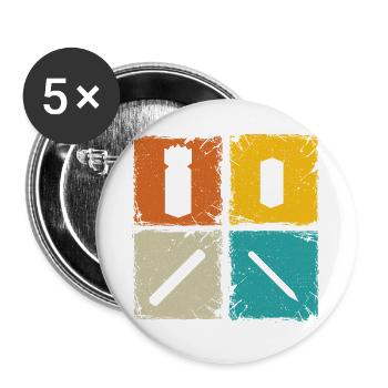 Kubb retro squares kubb yard game player - Buttons large 2.2''/56 mm (5-pack) - white - Front
