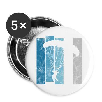 Fallschirmspringer Fallschirm Fallschirmspringen - Buttons groß 56 mm (5er Pack) - Weiß - Vorne