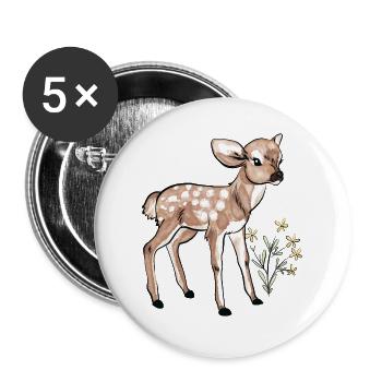 Faon - bébé biche en aquarelle - Lot de 5 grands badges (56 mm) - blanc - Devant