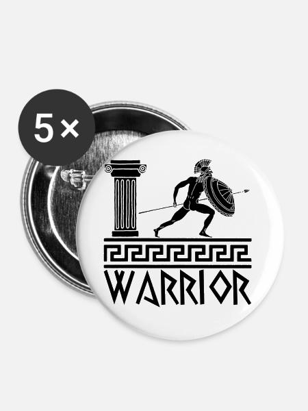 Griechischer Krieger schwarze Hoplite - Buttons groß 56 mm (5er Pack) - Weiß