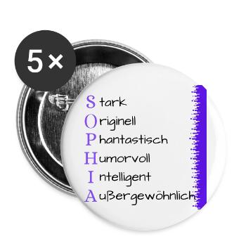 Sophia- Name und Persönlichkeit - Buttons groß 56 mm (5er Pack) - Weiß - Vorne