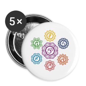 7 yoga chakras - Buttons groß 56 mm (5er Pack) - Weiß - Vorne
