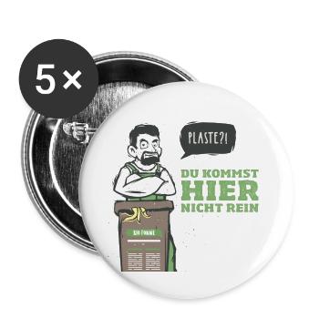 Bioabfall Produkt Motive Micha Tonne Slogan - Buttons groß 56 mm (5er Pack) - Weiß - Vorne