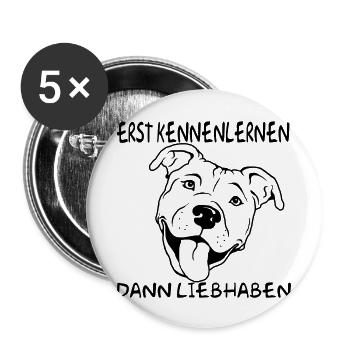 Erst Kennenlernen - Dann Liebhaben - Buttons groß 56 mm (5er Pack) - Weiß - Vorne