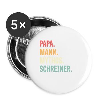 Papa Mann Mythos Schreiner Geschenk - Buttons groß 56 mm (5er Pack) - Weiß - Vorne
