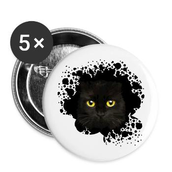 Katze - Buttons groß 56 mm (5er Pack) - Weiß - Vorne