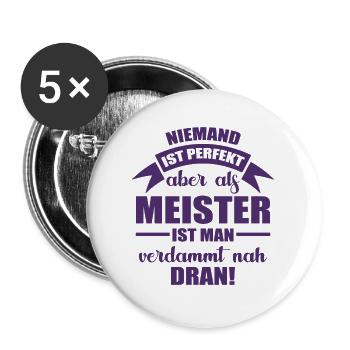 Meister Zimmerer Handwerker Geschenk Werkzeug - Buttons groß 56 mm (5er Pack) - Weiß - Vorne