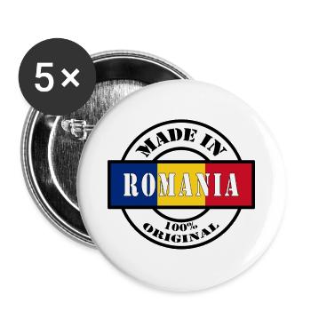 MADE IN ROMANIA born in Romania Gift - Buttons large 2.2''/56 mm (5-pack) - white - Front