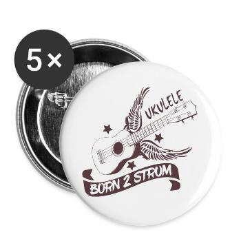 Ukulele born strum cadeau musiciens Hawaï - Lot de 5 grands badges (56 mm) - blanc - Devant