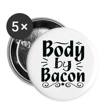 Body by Bacon - Buttons groß 56 mm (5er Pack) - Weiß - Vorne