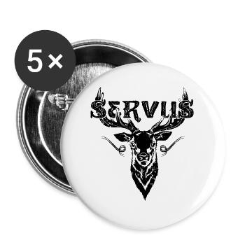 Servus Jäger Jagd Geschenk Wildschwein Jägersmann - Buttons groß 56 mm (5er Pack) - Weiß - Vorne