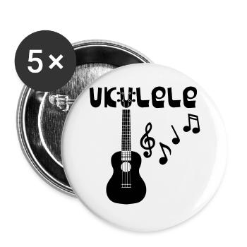 Ukulélé musicien cadeau Hawaï - Lot de 5 grands badges (56 mm) - blanc - Devant