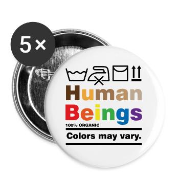 Human Beings Racism Tolerance Human Rights - Buttons large 2.2''/56 mm (5-pack) - white - Front