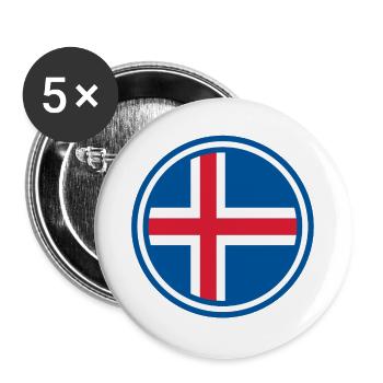 Iceland flag round - Buttons large 2.2''/56 mm (5-pack) - white - Front