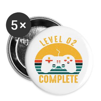 Niveau 2 Complete - Lot de 5 grands badges (56 mm) - blanc - Devant