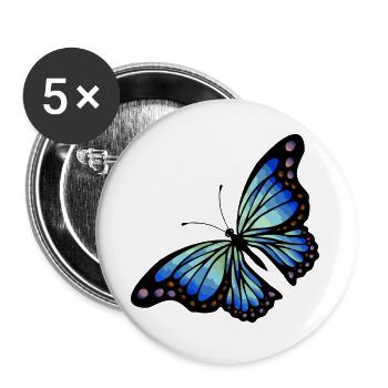 Schmetterling - Buttons groß 56 mm (5er Pack) - Weiß - Vorne