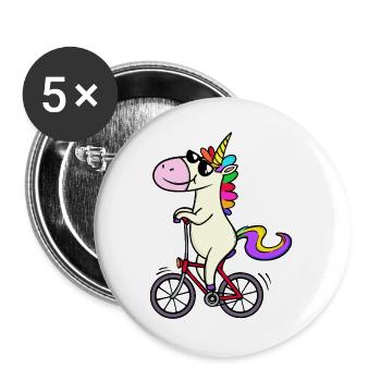 Cool Einhorn Lustiges Design Sonnenbrille - Buttons groß 56 mm (5er Pack) - Weiß - Vorne