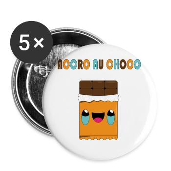 chocolat mignons - Lot de 5 grands badges (56 mm) - blanc - Devant