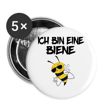 Ich bin eine biene Geschenk Imker Honig Spruch - Buttons groß 56 mm (5er Pack) - Weiß - Vorne