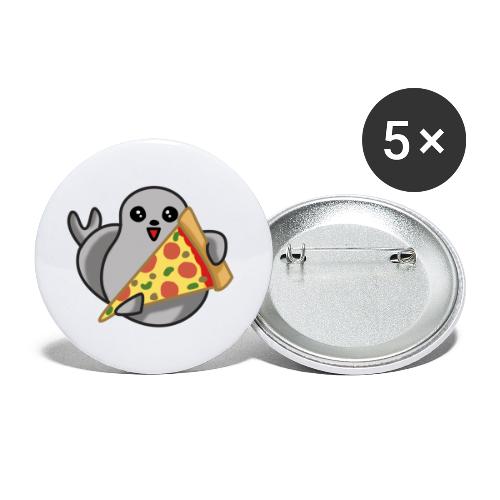 Seal Pizza Eating - Buttons groß 56 mm (5er Pack)
