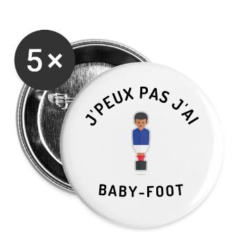 J peux pas j ai baby foot - Lot de 5 grands badges (56 mm) - blanc - Devant