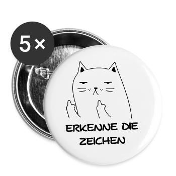 Erkenne die zeichen Geschenk Katze Haustiere - Buttons groß 56 mm (5er Pack) - Weiß - Vorne
