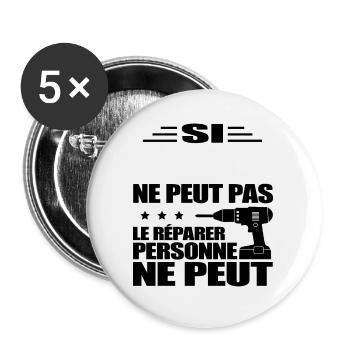 BRICOLEUR À PERSONNALISER - Lot de 5 grands badges (56 mm) - blanc - Devant