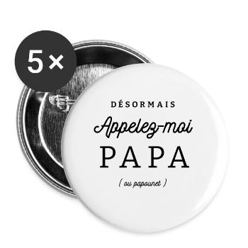 NOUVEAU PAPA - Lot de 5 grands badges (56 mm) - blanc - Devant